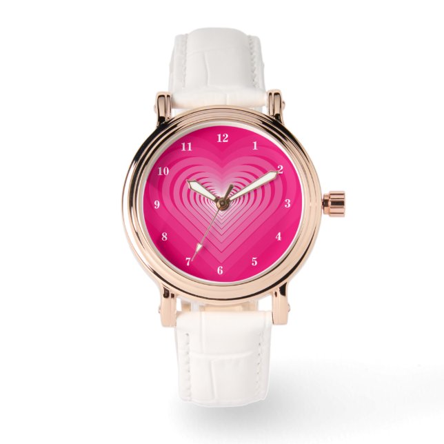 Roze Hart Horloge (Voorkant)