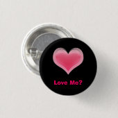 Roze hart, hou van me? ronde button 3,2 cm (Voorkant /achterkant)