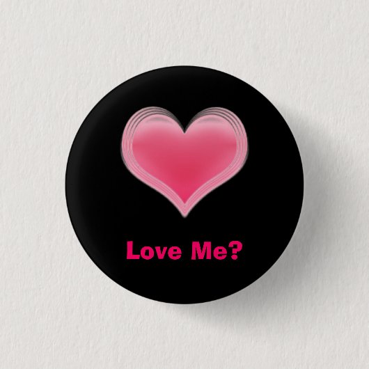 Roze hart, hou van me? ronde button 3,2 cm (Voorkant)