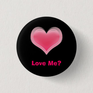 Roze hart, hou van me? ronde button 3,2 cm