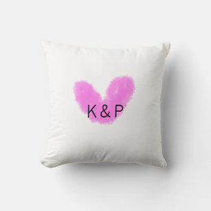Roze hart huwelijks koppel naam letter monogram ro kussen