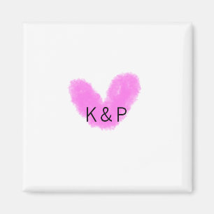 Roze hart huwelijks koppel naam letter monogram ro magneet