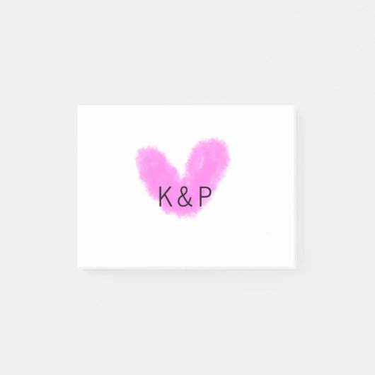 Roze hart huwelijks koppel naam letter monogram ro post-it® notes (Voorkant)