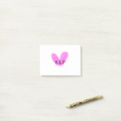 Roze hart huwelijks koppel naam letter monogram ro post-it® notes (Op bureau)