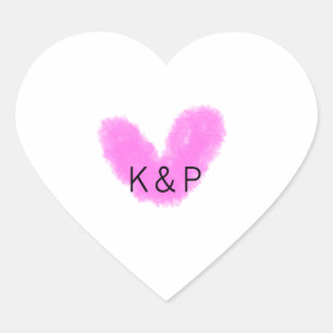 Roze hart huwelijks koppel naam letter monogram ro sticker