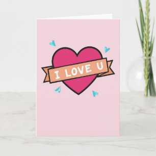 Roze Hart I Love U Kaart