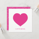 Roze Hart Ik Hou van Jou Omdat... Liefdesbrief Spe Kaart (Voorkant / Achterkant in situ)