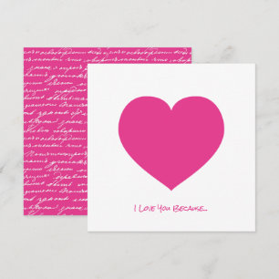Roze Hart Ik Hou Van Jou Omdat... Liefdesbrief Spe Kaart