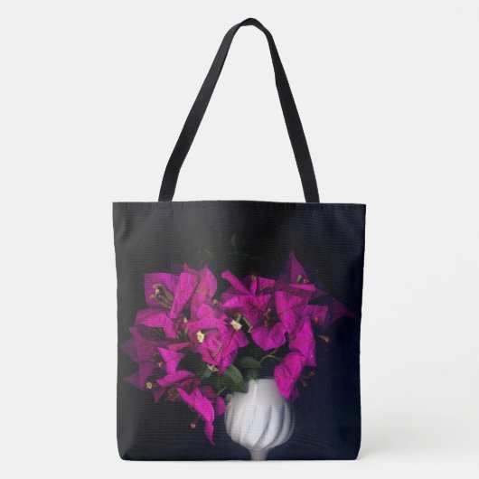 Roze hart in het zwart tote bag (Voorkant)