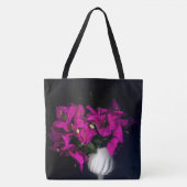 Roze hart in zwart tote bag (Voorkant)