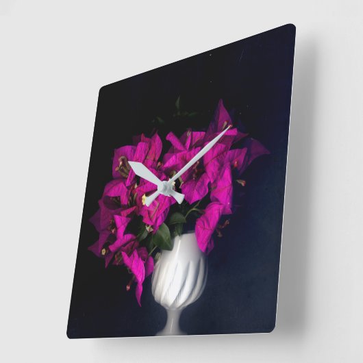 Roze hart in zwart vierkante klok (Hoek)