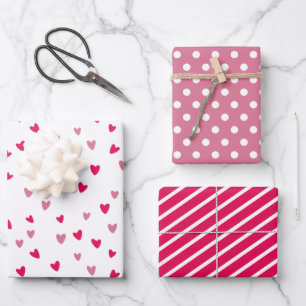 Roze Hart Inpakpapier Set   Mooie Cadeaupapier Pat