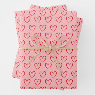 Roze Hart Inpakpapier Set Vel