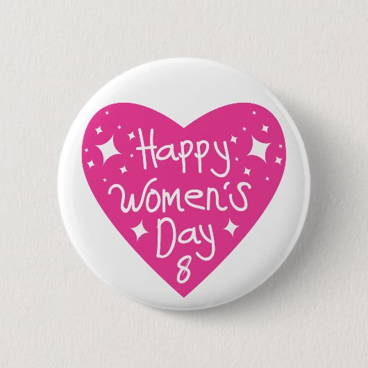 Roze Hart Internationale Vrouwendag Typografie Ronde Button 5,7 Cm (Voorkant)