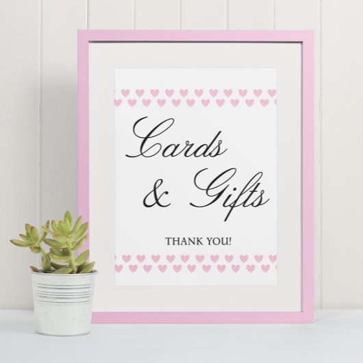 Roze Hart Kaarten en Geschenken Baby shower Poster