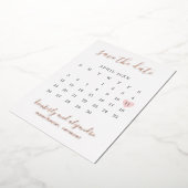 Roze Hart Kalender Modern Bruiloft Save The Date Folie Uitnodiging (Gedraaid)