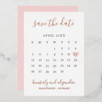 Roze Hart Kalender Moderne Trouw Save The Date