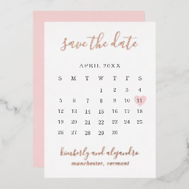 Roze Hart Kalender Moderne Trouw Save The Date Folie Uitnodiging