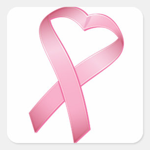 Roze Hart Kankerlint Vierkante Sticker
