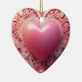 roze hart keramisch ornament (Rechts)