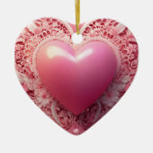 roze hart keramisch ornament (Voorkant)