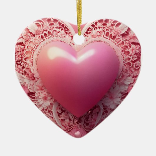 roze hart keramisch ornament (Voorkant)