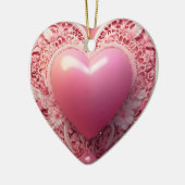 roze hart keramisch ornament (Links)