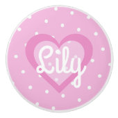  roze hart keramische knop (Voorkant)