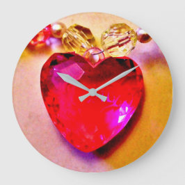Roze Hart Ketting Grote Klok