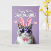 Roze Hart Kleindochter Pasen Kaart (Gele Bloem)