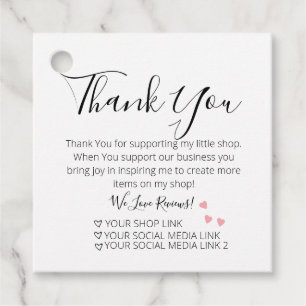 Roze hart Kleine Onderneming Dank u Bedankjes Labels