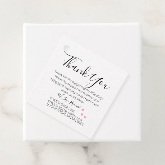 Roze hart Kleine Onderneming Dank u Bedankjes Labels (In situ)