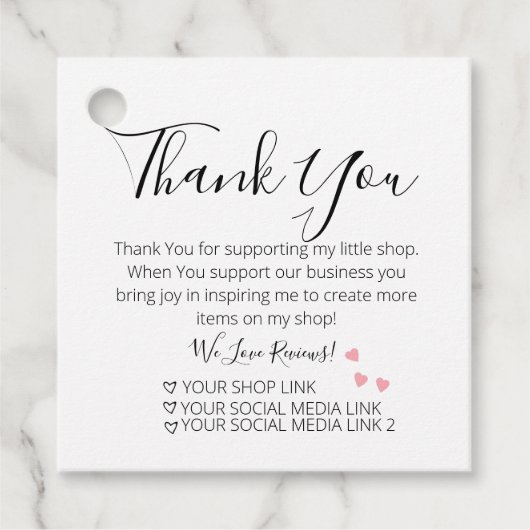 Roze hart Kleine Onderneming Dank u Bedankjes Labels (Voorkant)