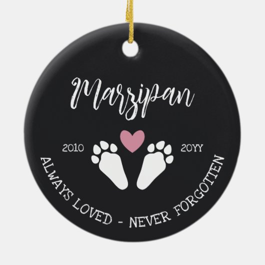 Roze Hart Konijnenpoten Nooit vergeten Memorial Keramisch Ornament (Achterkant)