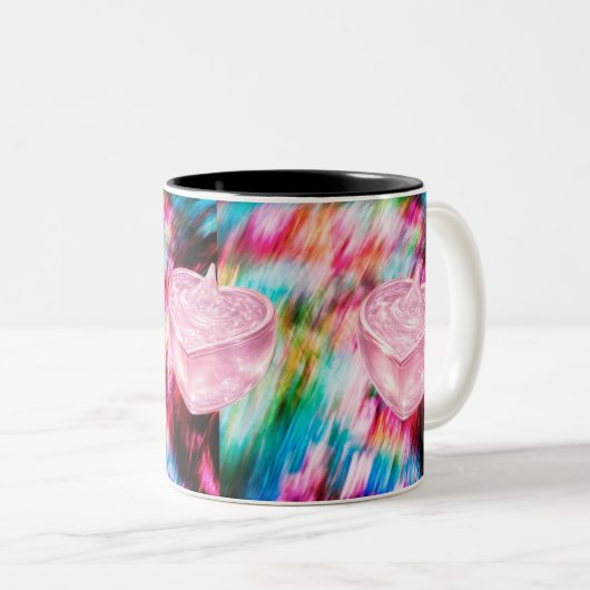 Roze Hart Kristal Abstracte Kunst Mok (Voorkant rechts)