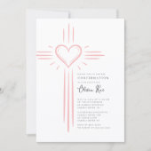 Roze Hart Kruis Bevestigingsuitnodiging Kaart (Voorkant)