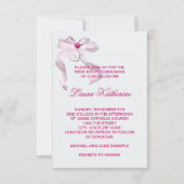 Roze Hart Kruis Meisjes Roze Eerste Communie Kaart (Achterkant)