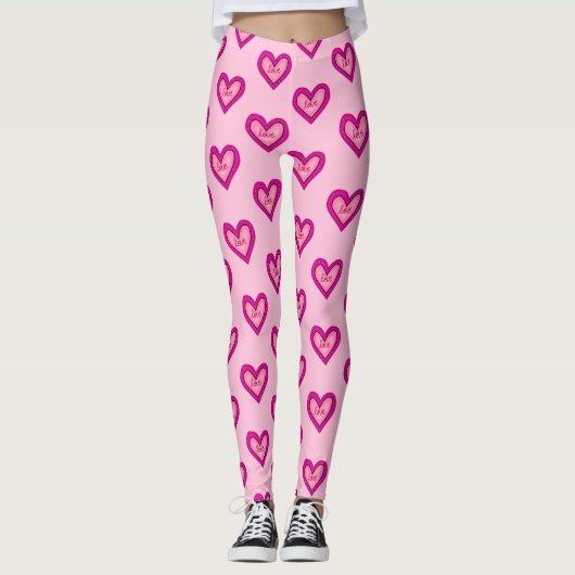 Roze hart leggings (Voorkant)