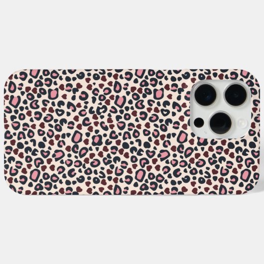 Roze Hart Leopard Print iPhone Case (Achterkant (horizontaal))