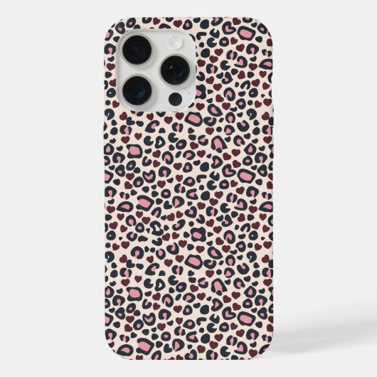 Roze Hart Leopard Print iPhone Case Hoesje (Achterkant)