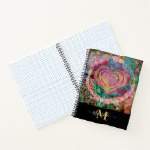 Roze Hart Liefde Abstract Monogram Notitieboek (Binnen)
