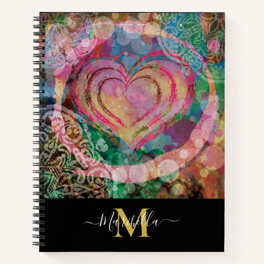 Roze Hart Liefde Abstract Monogram Notitieboek (Voorkant)