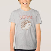 Roze Hart Liefde Ballonnen Knuffige Egel Tri-Blend Shirt (Voorkant)