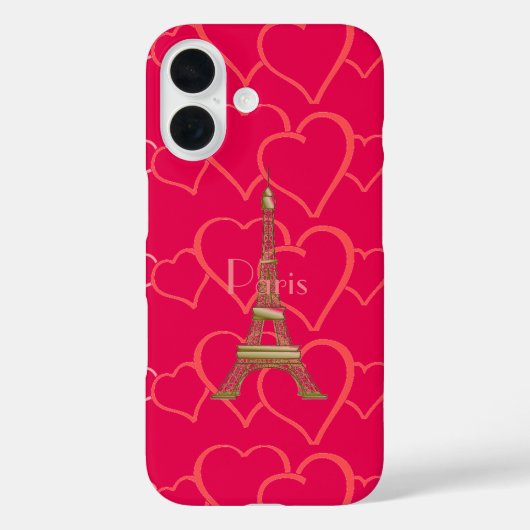 Roze Hart Liefde Eiffeltoren Parijs Case-Mate iPhone Case (Achterkant)