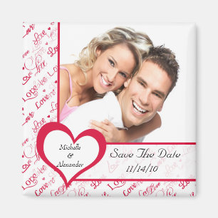 Roze Hart Liefde Foto Save The Date Magnet
