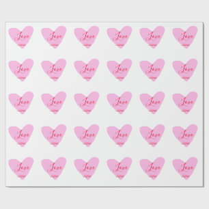 Roze hart liefde gelukkig Valentijnsdag tekst rood Cadeaupapier