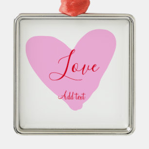 Roze hart liefde gelukkig Valentijnsdag tekst rood Metalen Ornament