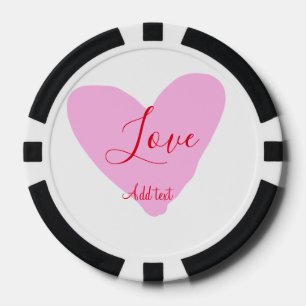 Roze hart liefde gelukkig Valentijnsdag tekst rood Poker Chips
