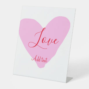 Roze hart liefde gelukkig Valentijnsdag tekst rood Reclamebord Met Voetstuk