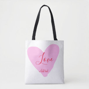 Roze hart liefde gelukkig Valentijnsdag tekst rood Tote Bag